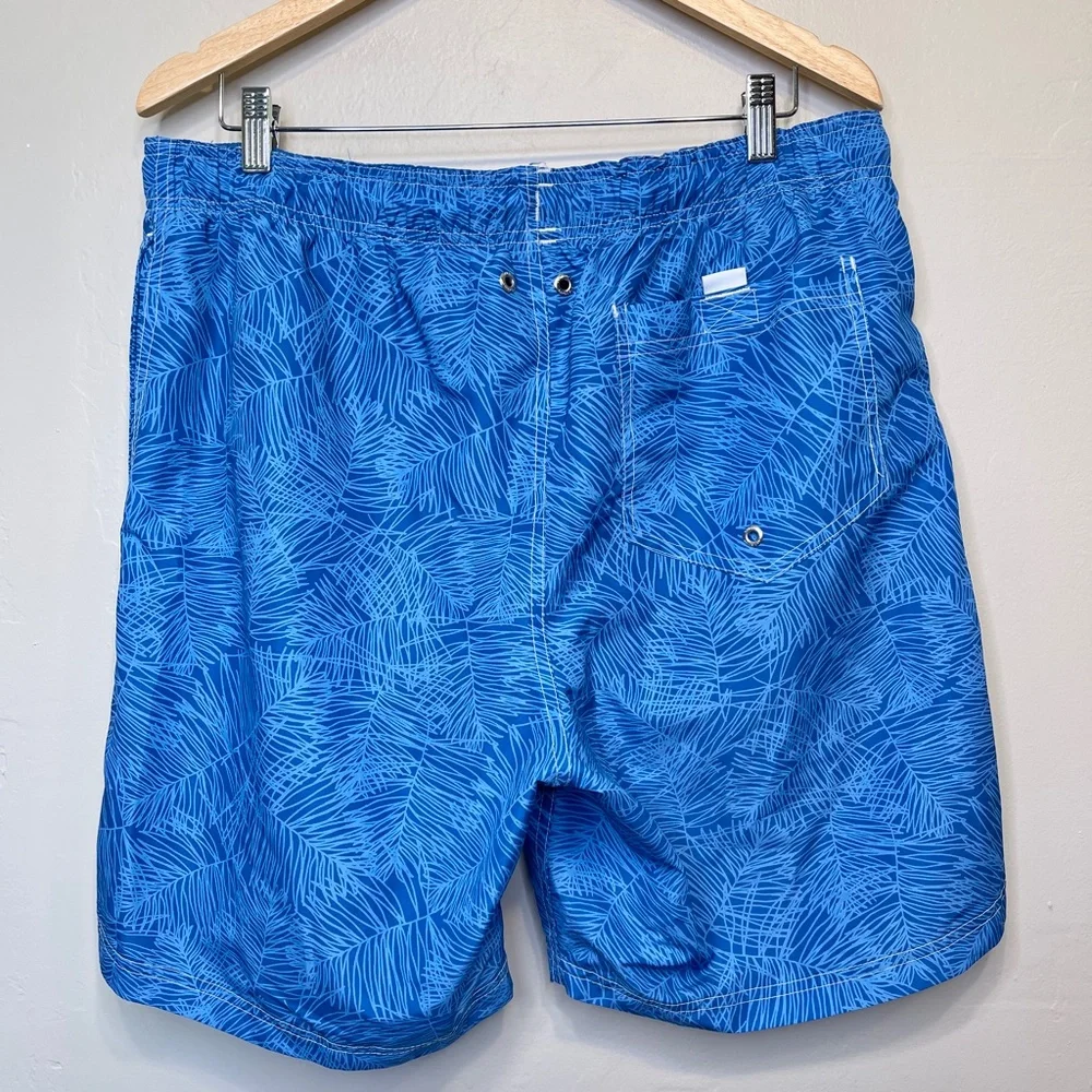 Lands End | Geo Botanical Print Elastic Drawstring Waist Mesh Lined Swim Shorts